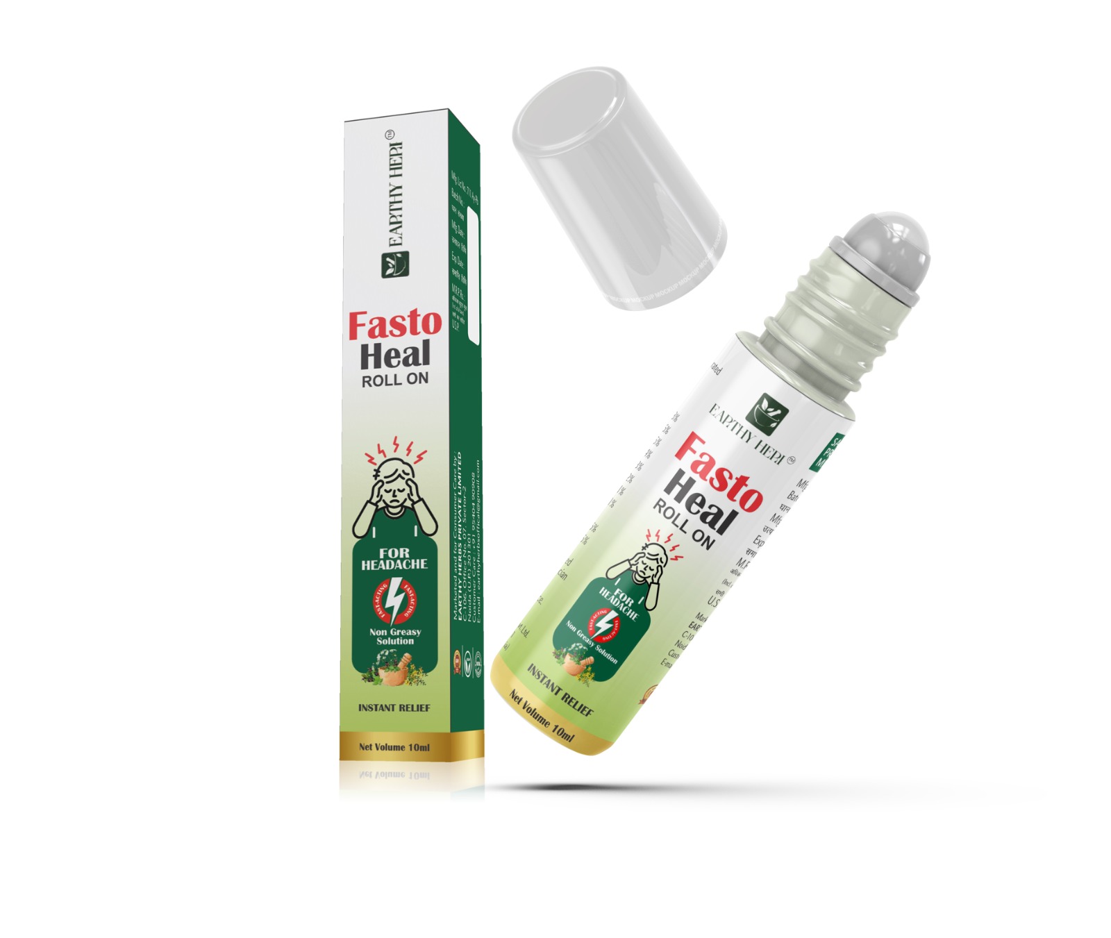 Earthy Herbs Fasto Heal Roll On – Instant Headache Relief (10ml)